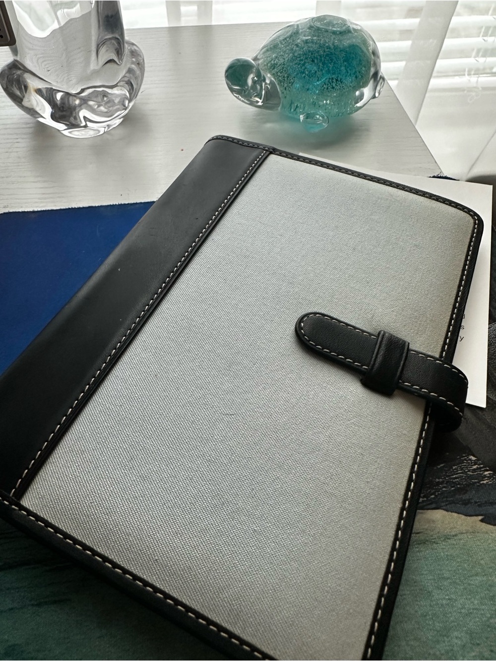 EUC Coach Black Leather Gray Canvas Organizer rare - Picture 9 of 16